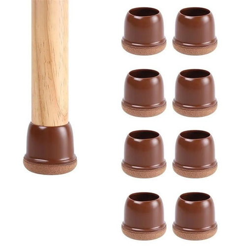8Pcs Chair Leg Covers for 19-25mm Legs Noise Reducing Furniture Feet Caps Round Anti-Slip Floor Guards for Home - Brown - 1