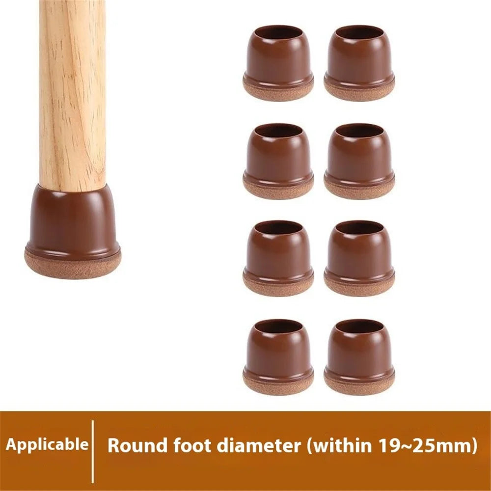 8Pcs Chair Leg Covers for 19-25mm Legs Noise Reducing Furniture Feet Caps Round Anti-Slip Floor Guards for Home - Brown - 2