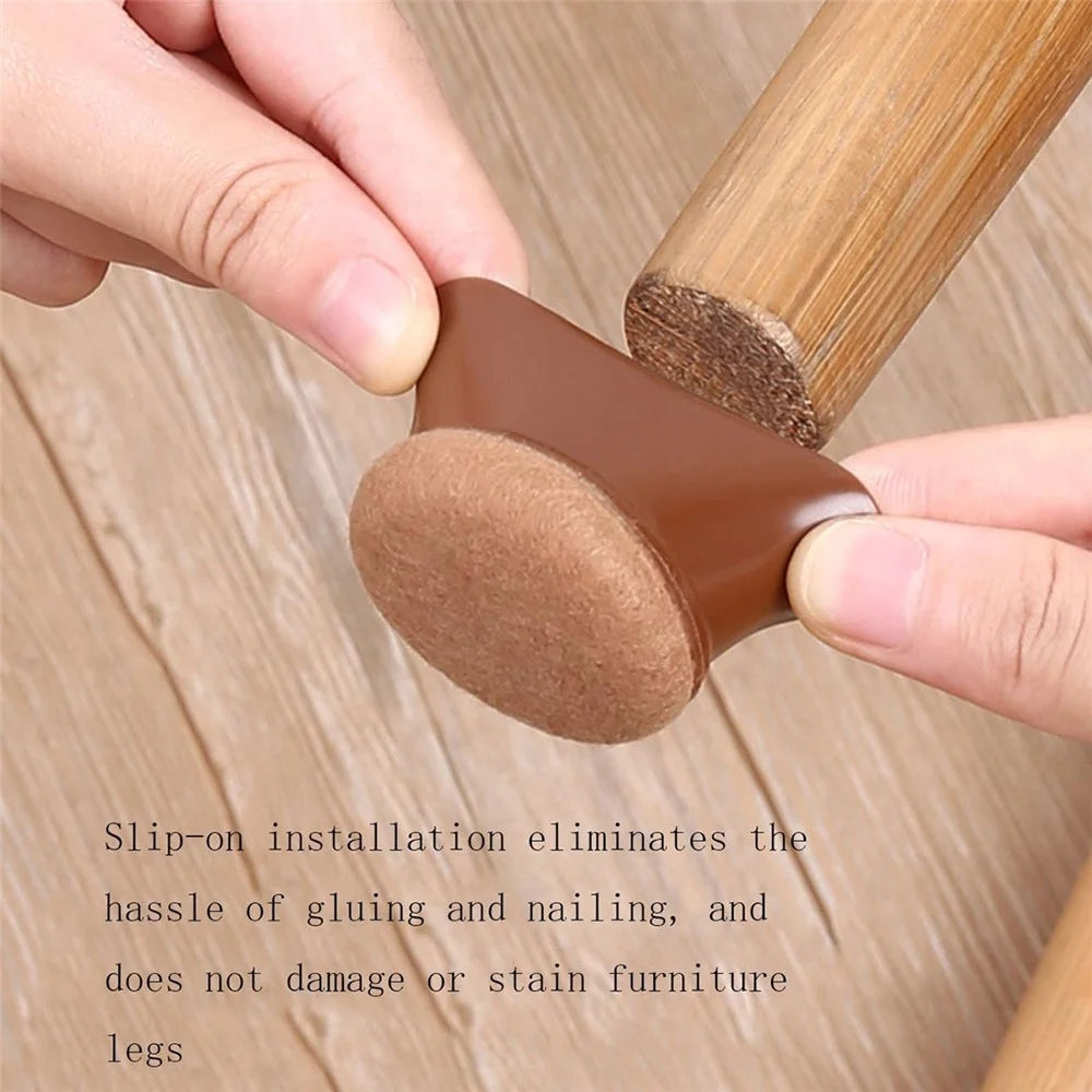 8Pcs Chair Leg Covers for 19-25mm Legs Noise Reducing Furniture Feet Caps Round Anti-Slip Floor Guards for Home - Brown - 3