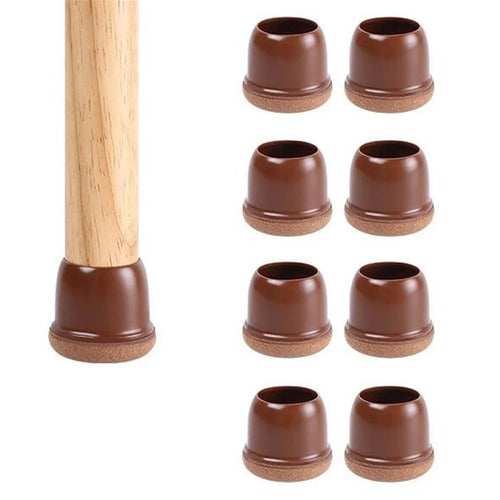 8Pcs Chair Leg Covers for 14-19mm Legs Noise Reducing Furniture Feet Caps Round Anti-Slip Floor Guards for Home - Brown - 1