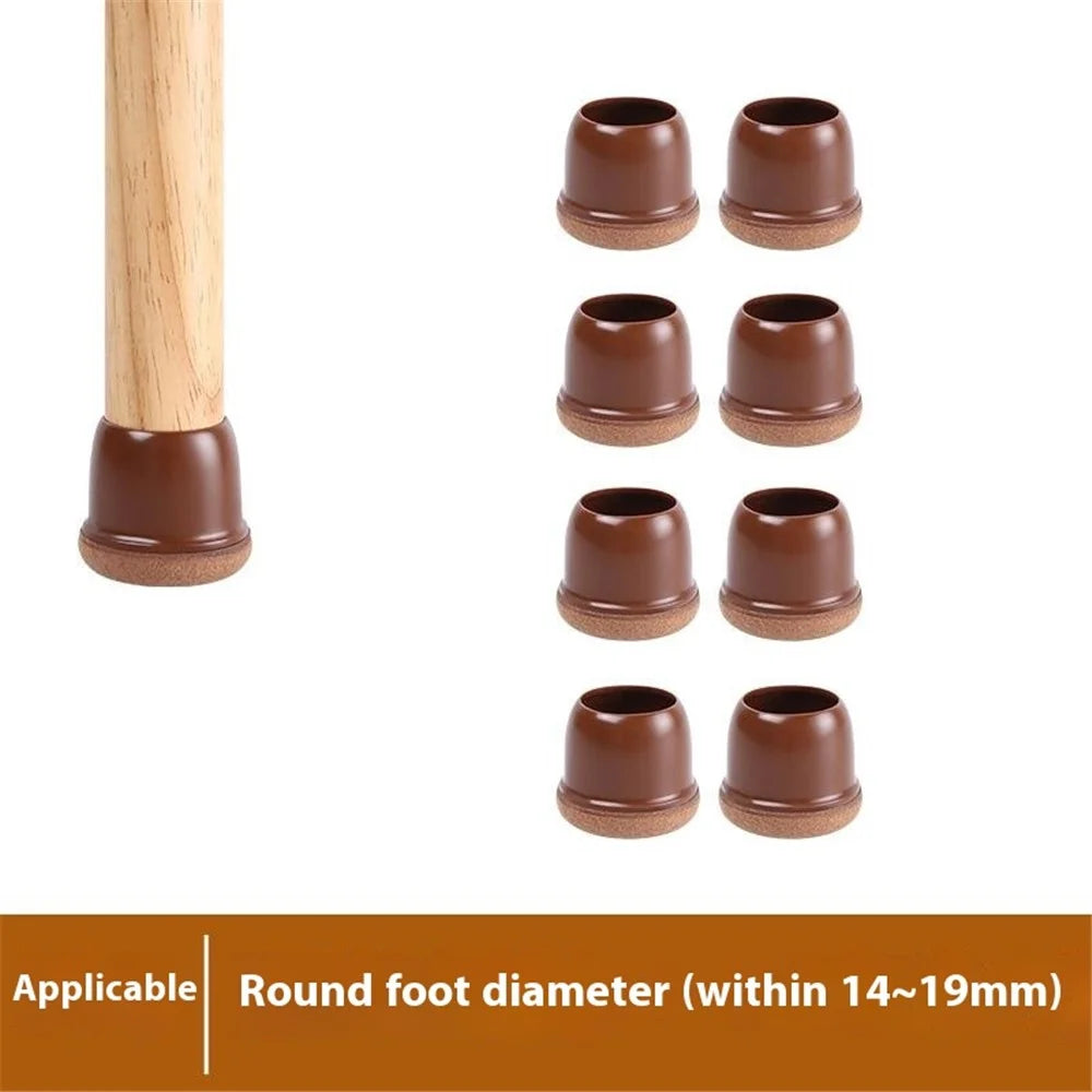 8Pcs Chair Leg Covers for 14-19mm Legs Noise Reducing Furniture Feet Caps Round Anti-Slip Floor Guards for Home - Brown - 2