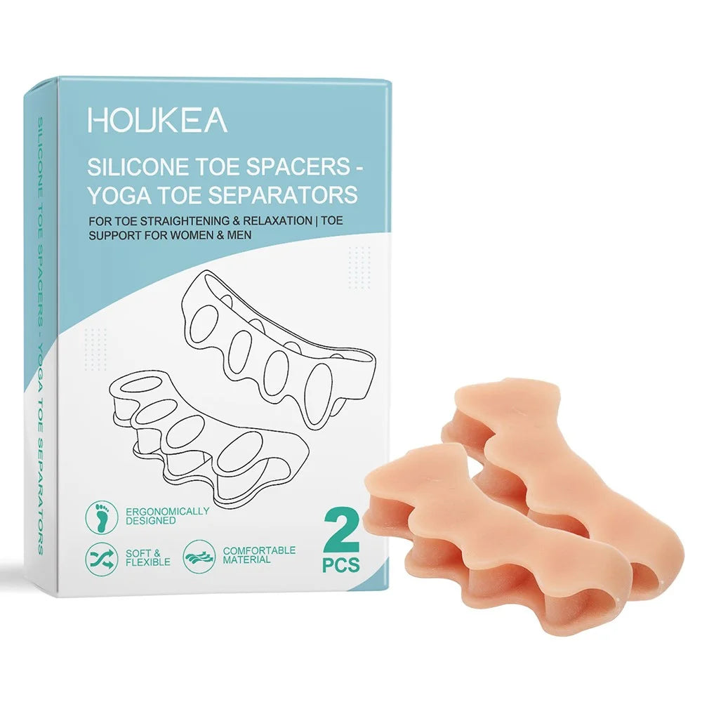 HOUKEA HK-B07-0132-01 2Pcs Ergonomic Silicone Toe Separators for Toe Stretching Relaxation - 1