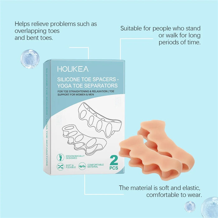 HOUKEA HK-B07-0132-01 2Pcs Ergonomic Silicone Toe Separators for Toe Stretching Relaxation - 3