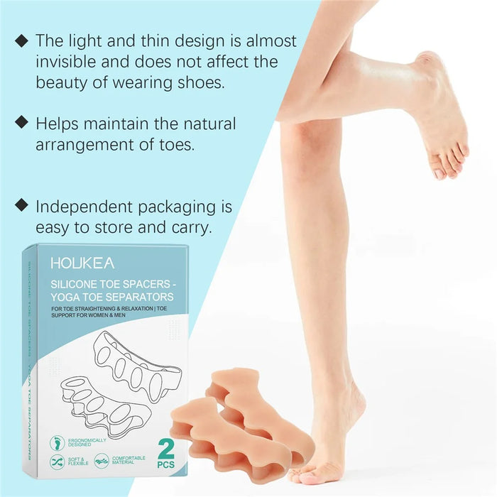 HOUKEA HK-B07-0132-01 2Pcs Ergonomic Silicone Toe Separators for Toe Stretching Relaxation - 7