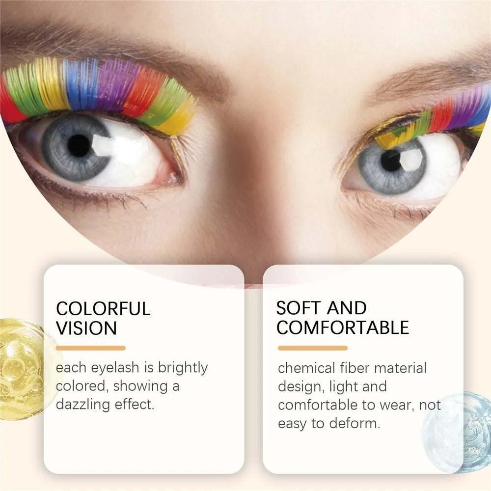 ZEPHOCO ZP-A02-0005-01 1 Pair Rainbow False Eyelashes Chemical Fiber Lashes for Halloween Party Cosplay - 3