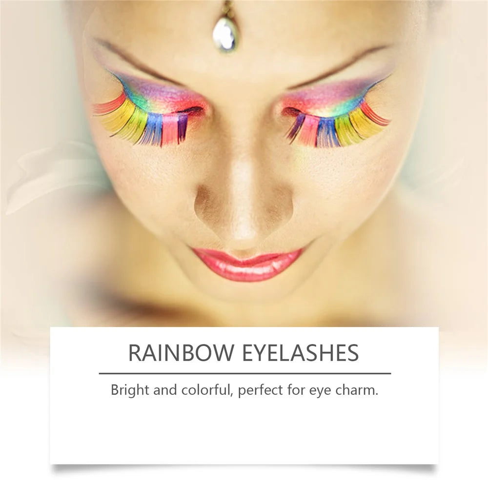 ZEPHOCO ZP-A02-0005-01 1 Pair Rainbow False Eyelashes Chemical Fiber Lashes for Halloween Party Cosplay - 5