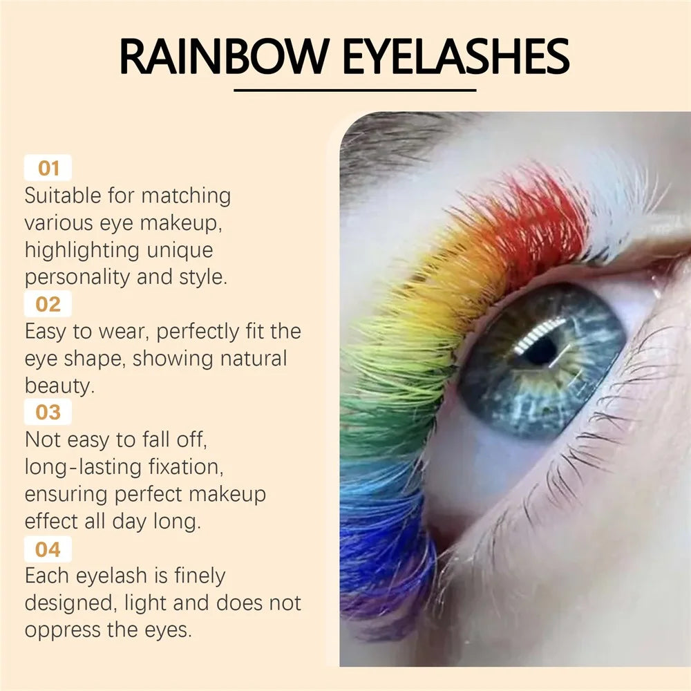 ZEPHOCO ZP-A02-0005-01 1 Pair Rainbow False Eyelashes Chemical Fiber Lashes for Halloween Party Cosplay - 6