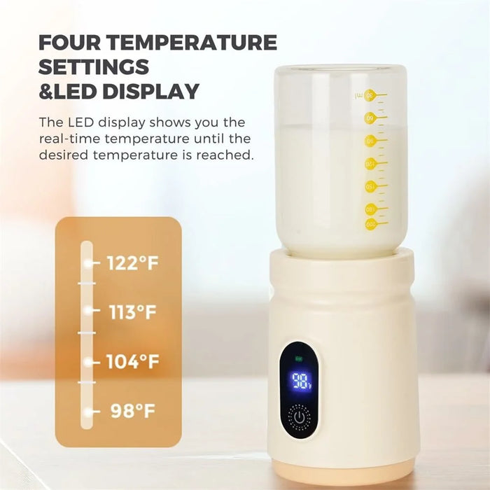 Portable Baby Milk Bottle Warmer Breast Formula Milk 4 Temperature Settings Wireless Travel Heater - 5