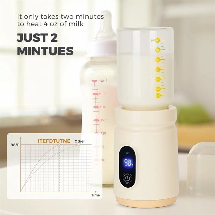 Portable Baby Milk Bottle Warmer Breast Formula Milk 4 Temperature Settings Wireless Travel Heater - 7