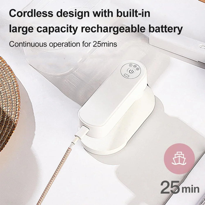 Mini Wireless Rechargeable Handheld Garment Steamer Portable Dry Wet Electric Iron for Home Dorm Travel - 7