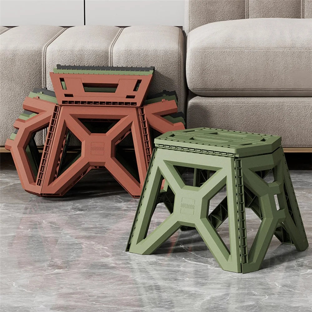 Small Size Folding Stool Portable Plastic Chair Lightweight Camping Fishing Seat for Adults Children - Green - 5