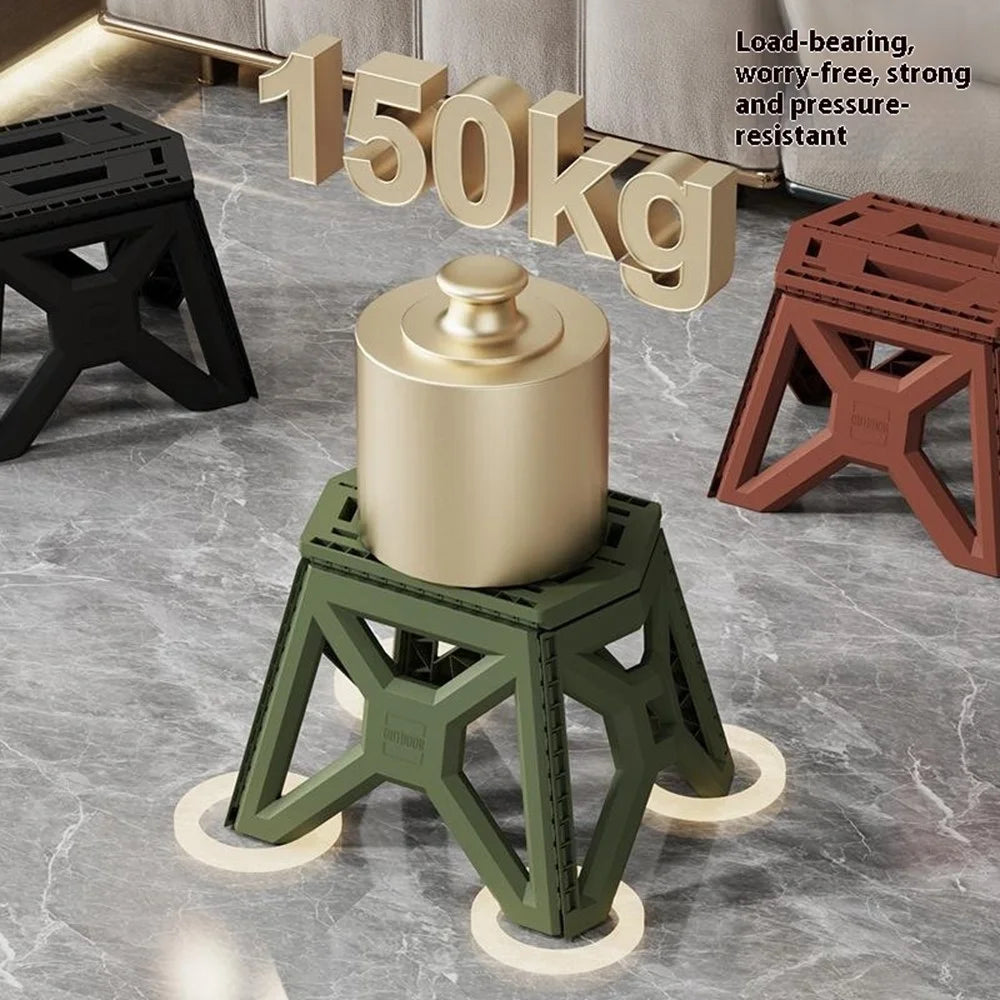 Large Size Folding Stool Portable Plastic Chair Lightweight Camping Fishing Seat for Adults Children - Green - 2
