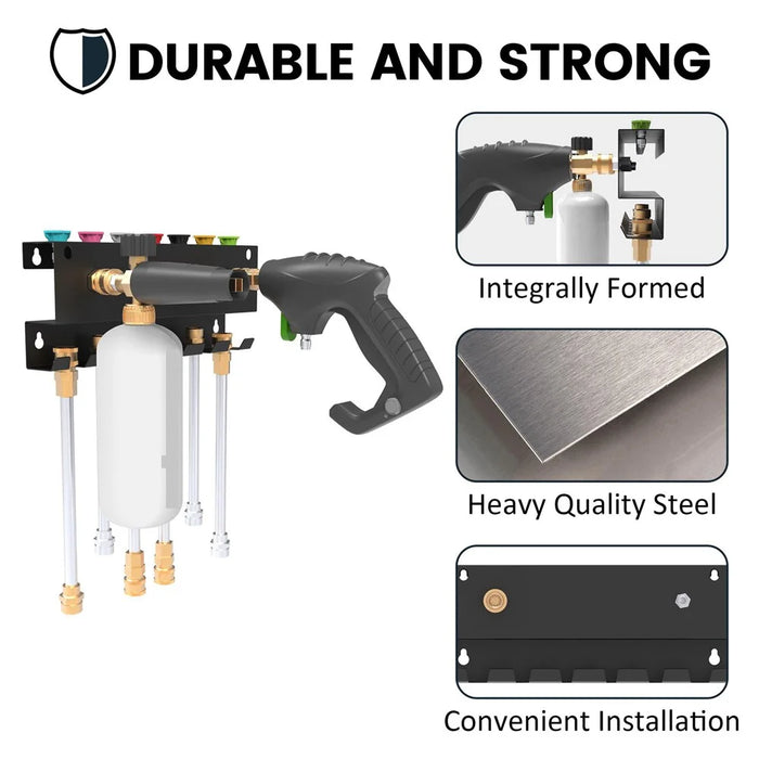 High Pressure Washer Organizer Wall Mount Foam Cannon Holder Storage Rack for 7 Nozzles 6 Wands - 5