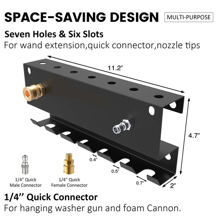 High Pressure Washer Organizer Wall Mount Foam Cannon Holder Storage Rack for 7 Nozzles 6 Wands - 7