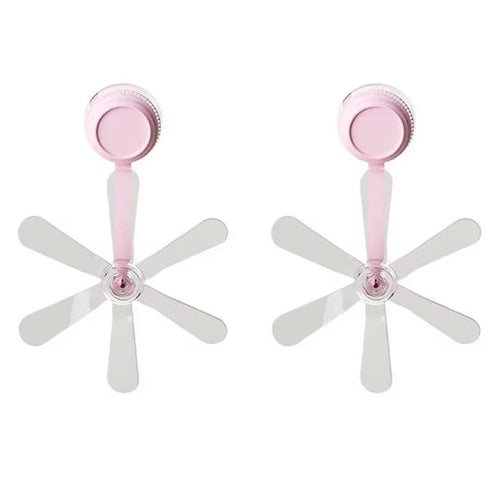 2Pcs Air Conditioner Wind Deflector Fan Adjustable Direction Suction Cup Mount AC Unit Wind Guide Fan - Pink Hook / Clear Fan - 1