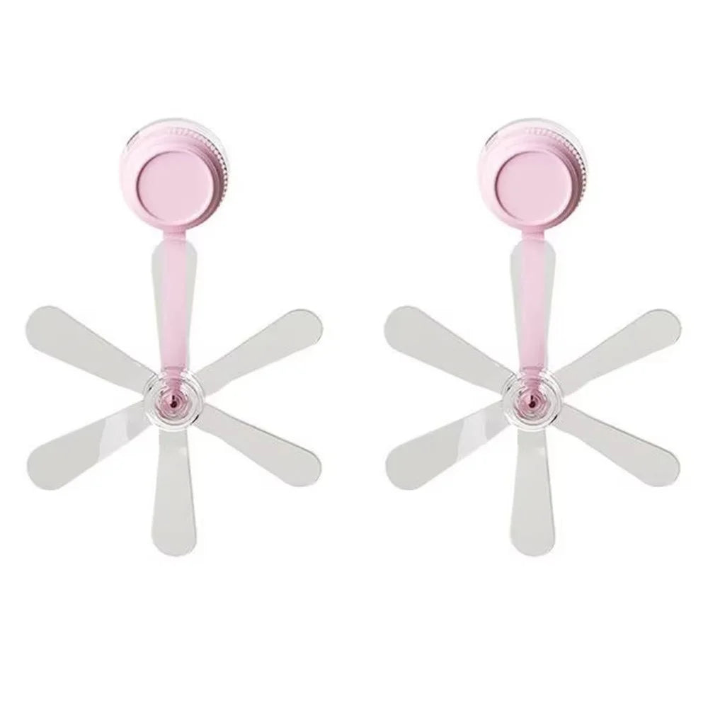 2Pcs Air Conditioner Wind Deflector Fan Adjustable Direction Suction Cup Mount AC Unit Wind Guide Fan - Pink Hook / Clear Fan - 1