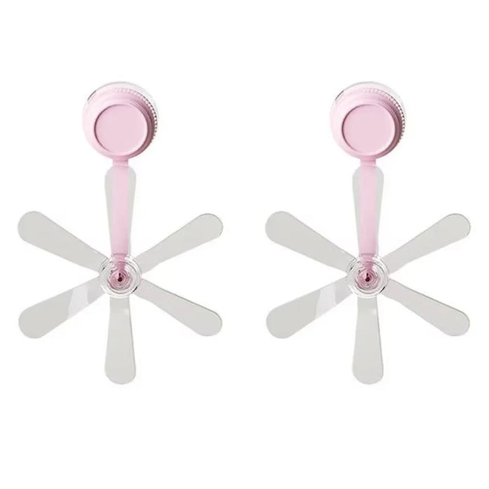 2Pcs Air Conditioner Wind Deflector Fan Adjustable Direction Suction Cup Mount AC Unit Wind Guide Fan - Pink Hook / Clear Fan - 1
