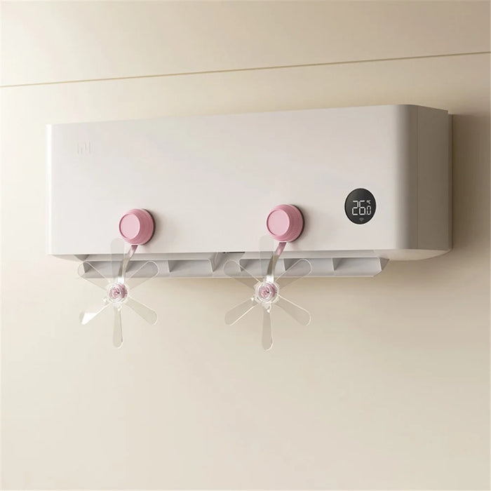 2Pcs Air Conditioner Wind Deflector Fan Adjustable Direction Suction Cup Mount AC Unit Wind Guide Fan - Pink Hook / Clear Fan - 2