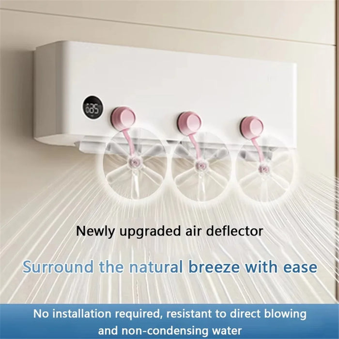 2Pcs Air Conditioner Wind Deflector Fan Adjustable Direction Suction Cup Mount AC Unit Wind Guide Fan - Pink Hook / Clear Fan - 3