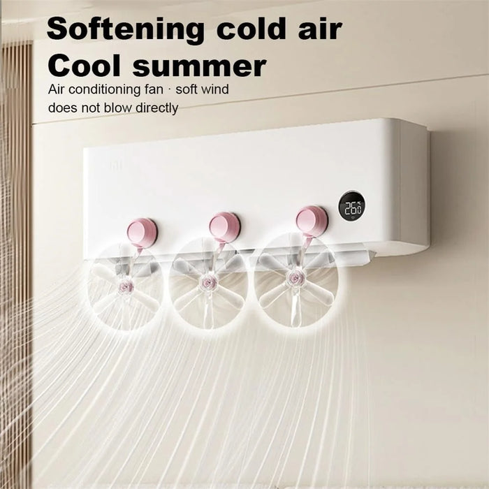 2Pcs Air Conditioner Wind Deflector Fan Adjustable Direction Suction Cup Mount AC Unit Wind Guide Fan - Pink Hook / Clear Fan - 4