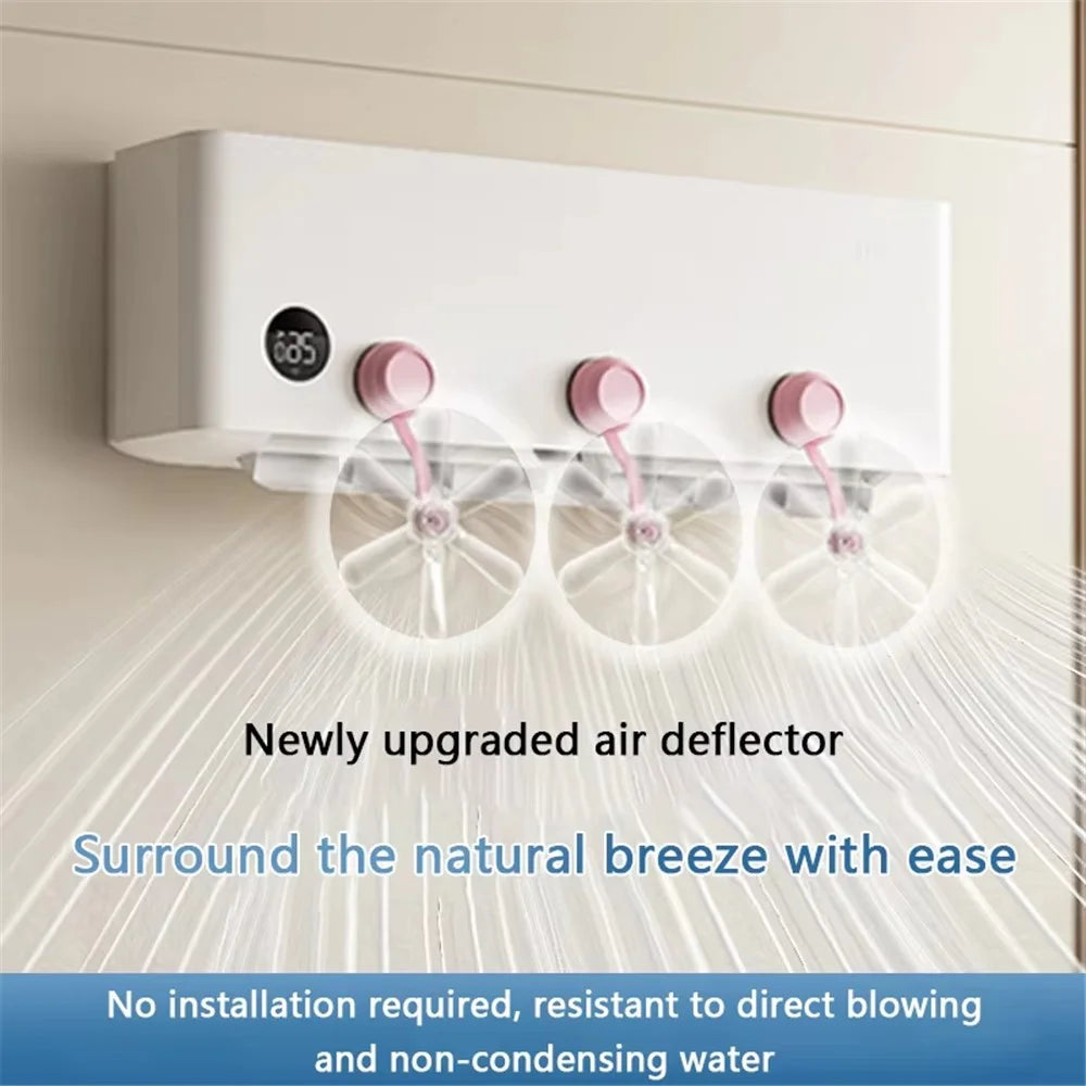 3Pcs Air Conditioner Wind Deflector Fan Adjustable Direction Suction Cup Mount AC Unit Wind Guide Fan - Pink Hook / Clear Fan - 3