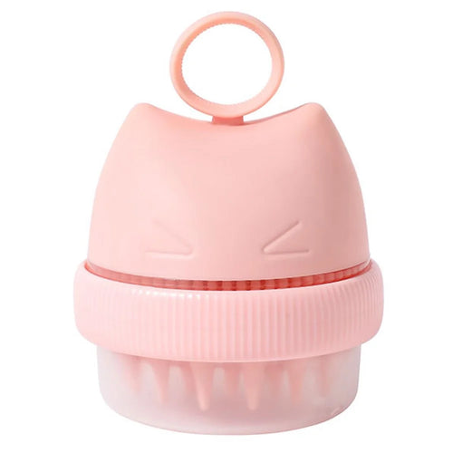 Dual-Head Massage Shampoo Liquid Dispenser Brush Silicone Scalp Cleaner for Children Hair Washing / Bathing - Pink - 1