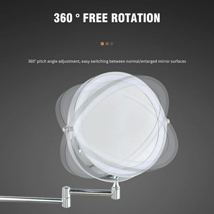 JI-Y8012 8.5 Inch 5X Magnification Dual Sided Wall Mounted Makeup Mirror with 3 Colors LED Light - Chrome - 4