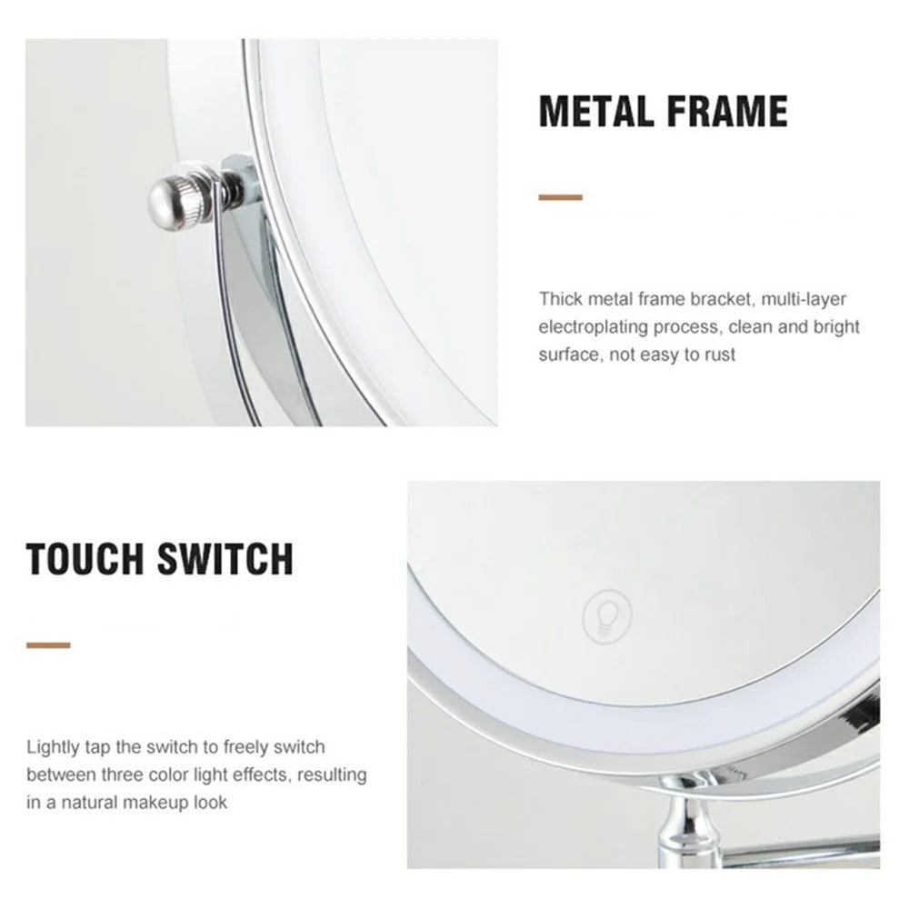JI-Y8012 8 Inch 7X Magnification Dual Sided Wall Mounted Makeup Mirror with 3 Colors LED Light - Chrome - 6