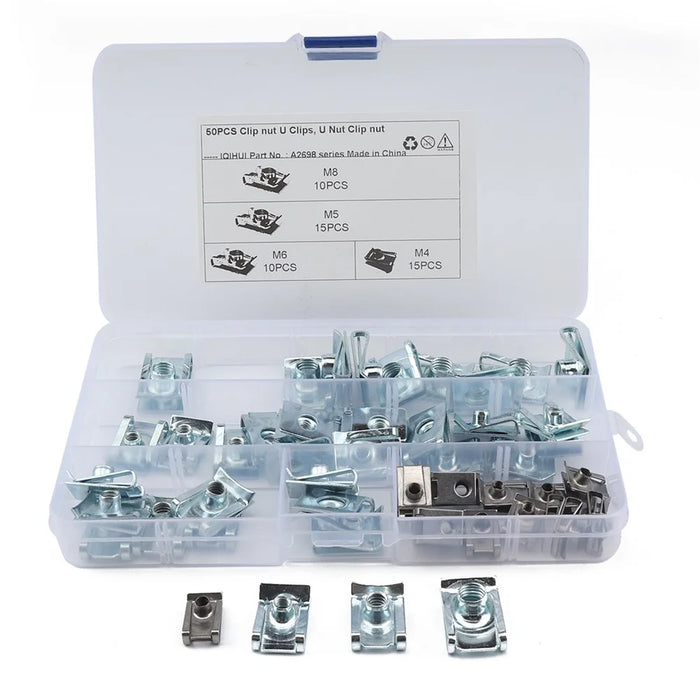 50PCS U Clips M4 M5 M6 M8 Clip-On Nuts Small Parts for Cars and Motorcycles - 1