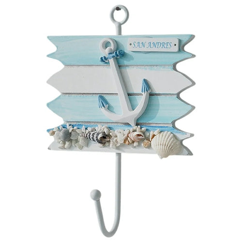 Mediterranean Style Wall Hooks Nautical Home Decor Coat Hat Hangers Ocean Theme Creative Iron Hooks - Sea Anchor - 1