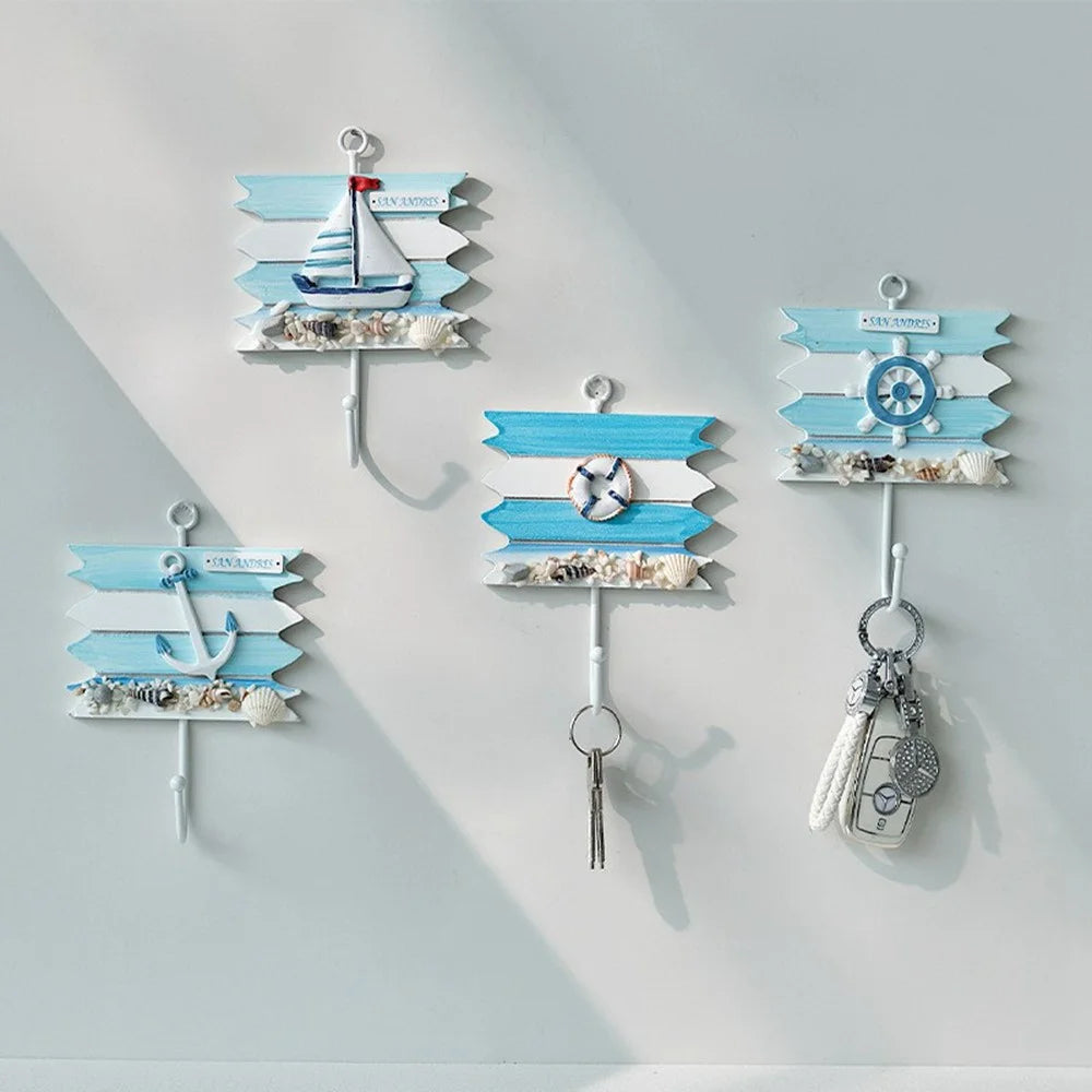 Mediterranean Style Wall Hooks Nautical Home Decor Coat Hat Hangers Ocean Theme Creative Iron Hooks - Sea Anchor - 2