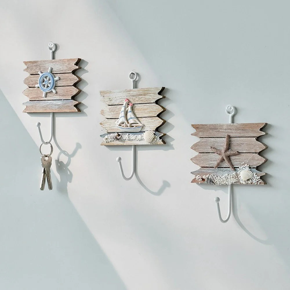 Mediterranean Style Wall Hooks Nautical Home Decor Coat Hat Hangers Ocean Theme Creative Iron Hooks - Sea Anchor - 3