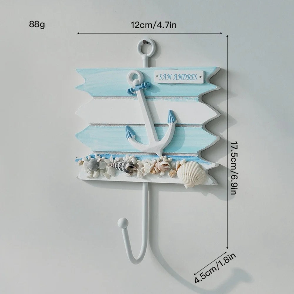 Mediterranean Style Wall Hooks Nautical Home Decor Coat Hat Hangers Ocean Theme Creative Iron Hooks - Sea Anchor - 4