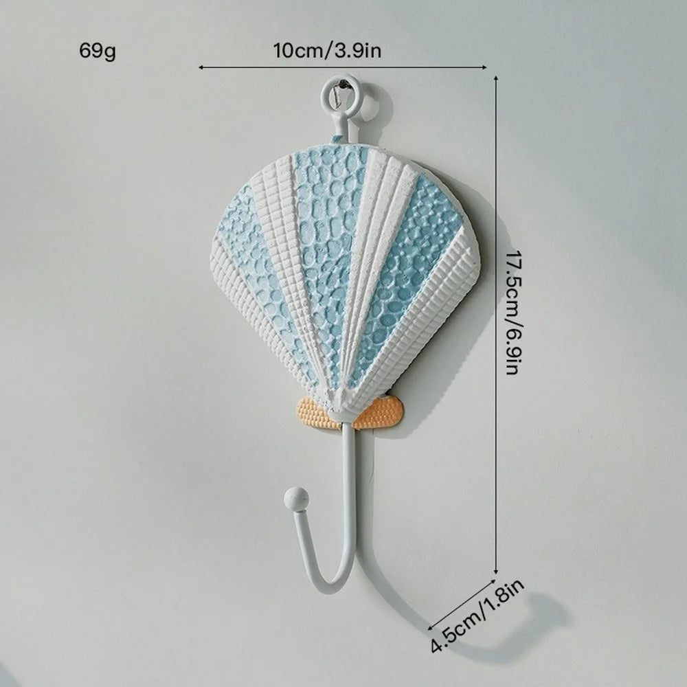 Mediterranean Style Wall Hooks Iron Coat Rack Door Hanger Ocean Theme Home Decor Storage Holder - Blue Shell - 5
