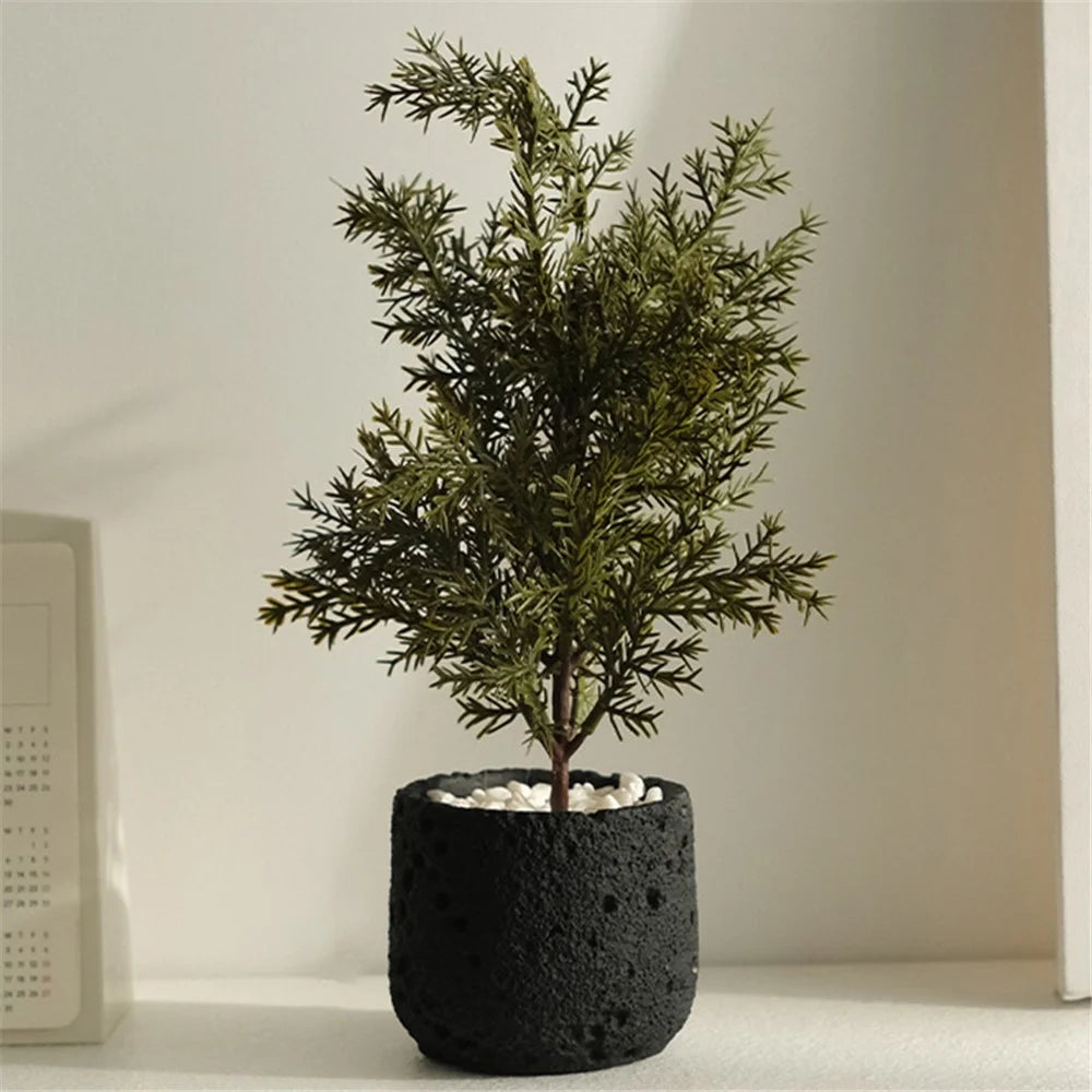 Nordic Style Artificial Plant Decorative Mini Potted Green Faux Plants for Office Living Room Desktop Ornament - Black - 1