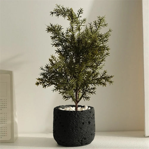 Nordic Style Artificial Plant Decorative Mini Potted Green Faux Plants for Office Living Room Desktop Ornament - Black - 1