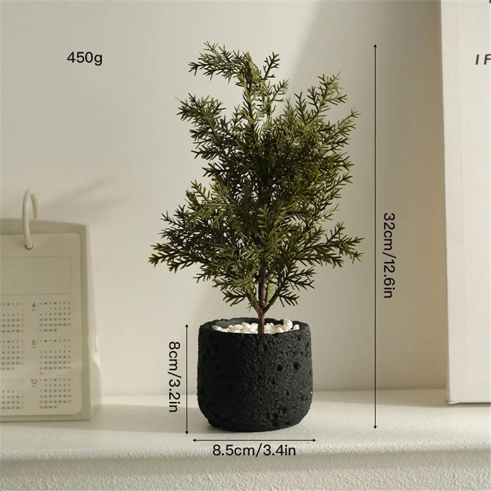 Nordic Style Artificial Plant Decorative Mini Potted Green Faux Plants for Office Living Room Desktop Ornament - Black - 5