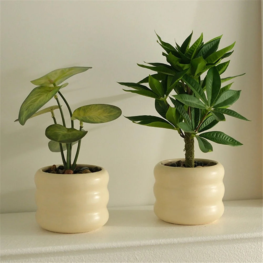 Artificial Plants Nordic Decorative Mini Potted Greenery Indoor Bonsai Ornament for Office Living Room - Money Tree - 2