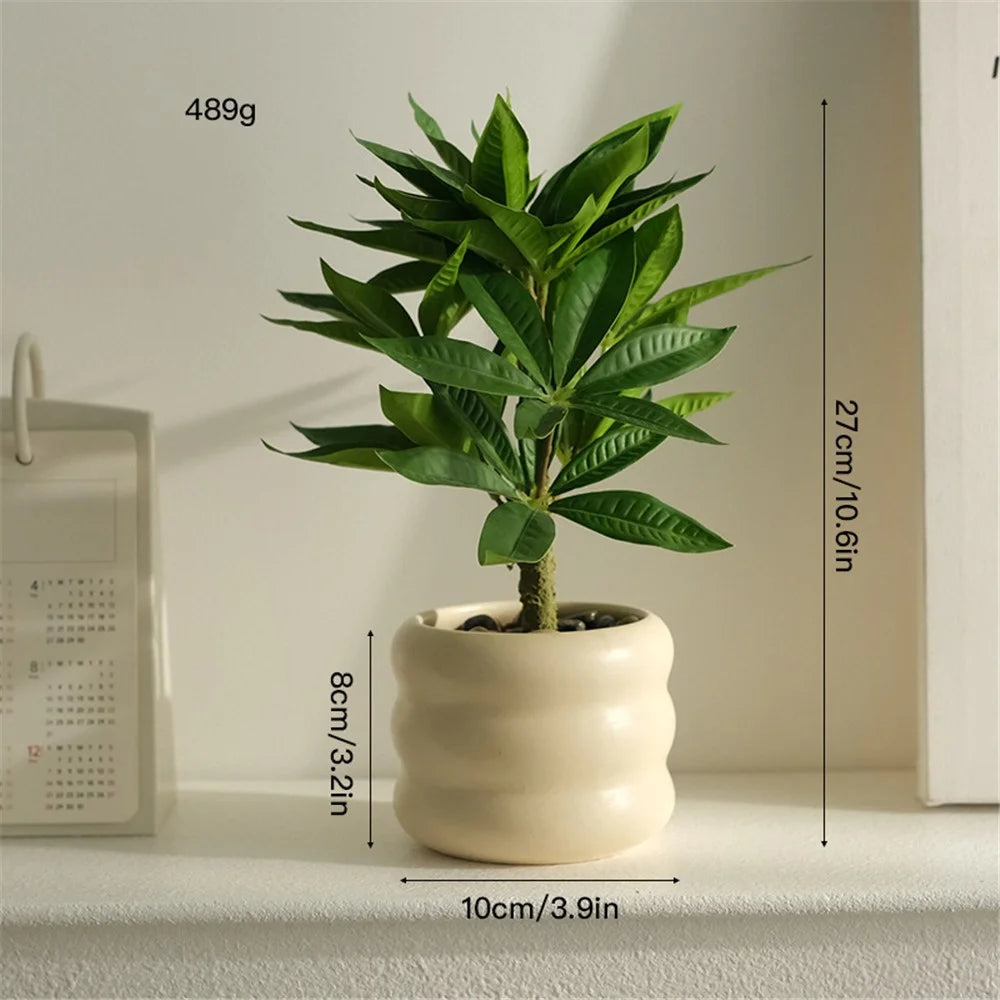 Artificial Plants Nordic Decorative Mini Potted Greenery Indoor Bonsai Ornament for Office Living Room - Money Tree - 4