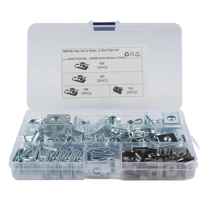 80PCS Cars Motorcycles Clip Nuts M4 M5 M6 M8 U Clips Replacement Screw Base Fasteners - 2