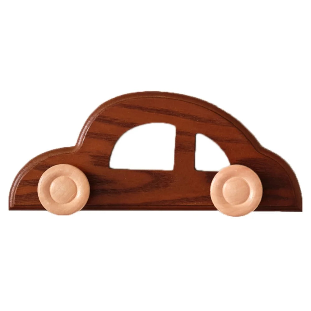 Wooden Wall Hooks for Kids Room Decorative Coat Hanger Entryway Closet Organizer Hat Rack - Classic Car - 1