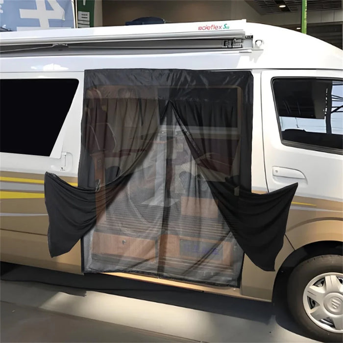 W170 x H155cm Double Layer Magnetic Door Curtain for RV Camping Car Door Screen Outdoor Windproof Privacy Protection - 2