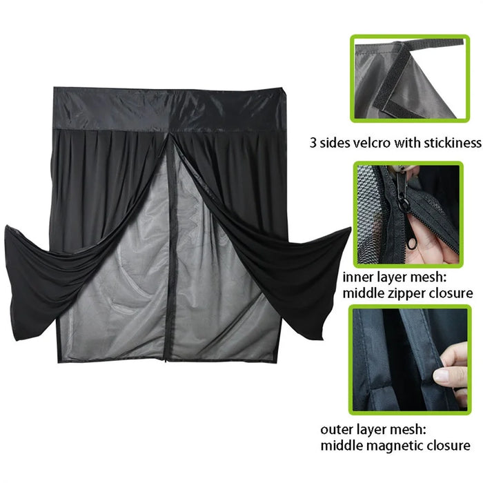 W170 x H155cm Double Layer Magnetic Door Curtain for RV Camping Car Door Screen Outdoor Windproof Privacy Protection - 3
