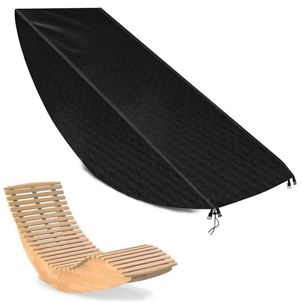 Outdoor Garden Chaise Lounge Cover 420D Silver Coated with Buckle Windproof Design Recliner Cover - 1