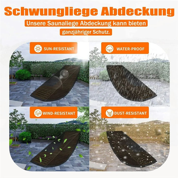 Outdoor Garden Chaise Lounge Cover 420D Silver Coated with Buckle Windproof Design Recliner Cover - 3
