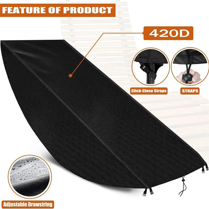 Outdoor Garden Chaise Lounge Cover 420D Silver Coated with Buckle Windproof Design Recliner Cover - 6