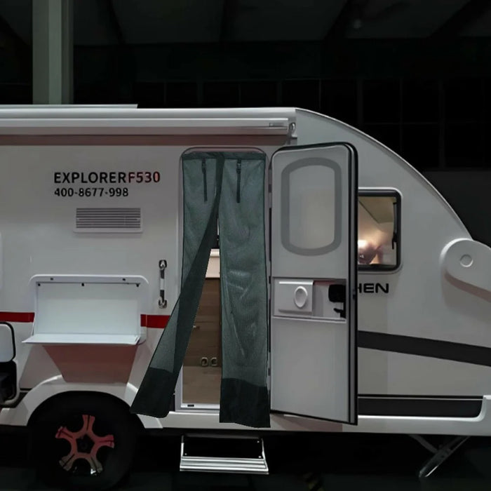 Narrow Door RV Curtain Anti Mosquito Sunshade Outdoor Camping Side Ventilation Retractable Cover - 4