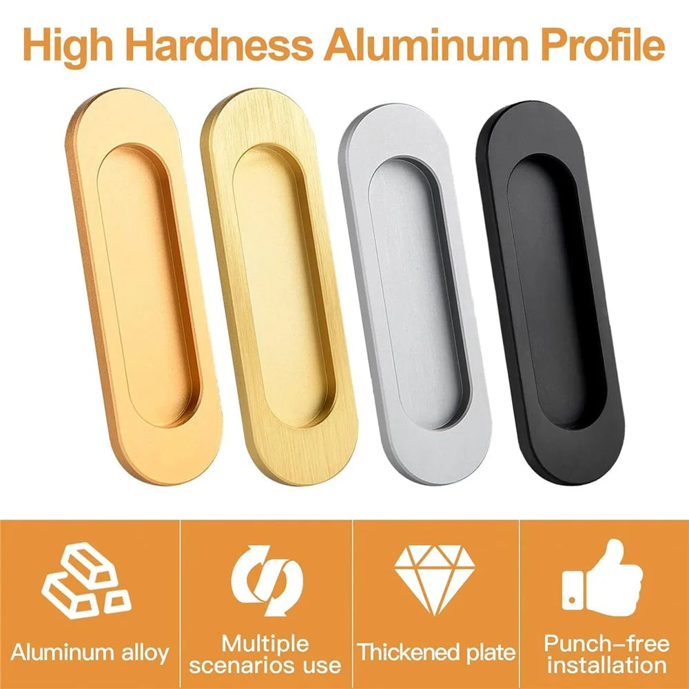 2Pcs Adhesive Door Pull Handles for Sliding Doors Furniture Bathroom Glass Door, Size S - Oval Black - 3