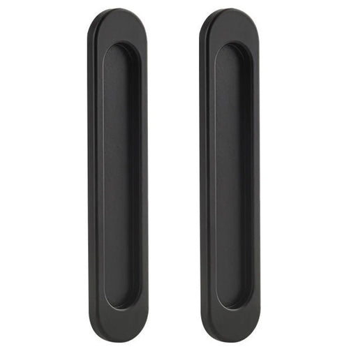 2Pcs Adhesive Door Pull Handles for Sliding Doors Furniture Bathroom Glass Door, Size L - Oval Black - 1