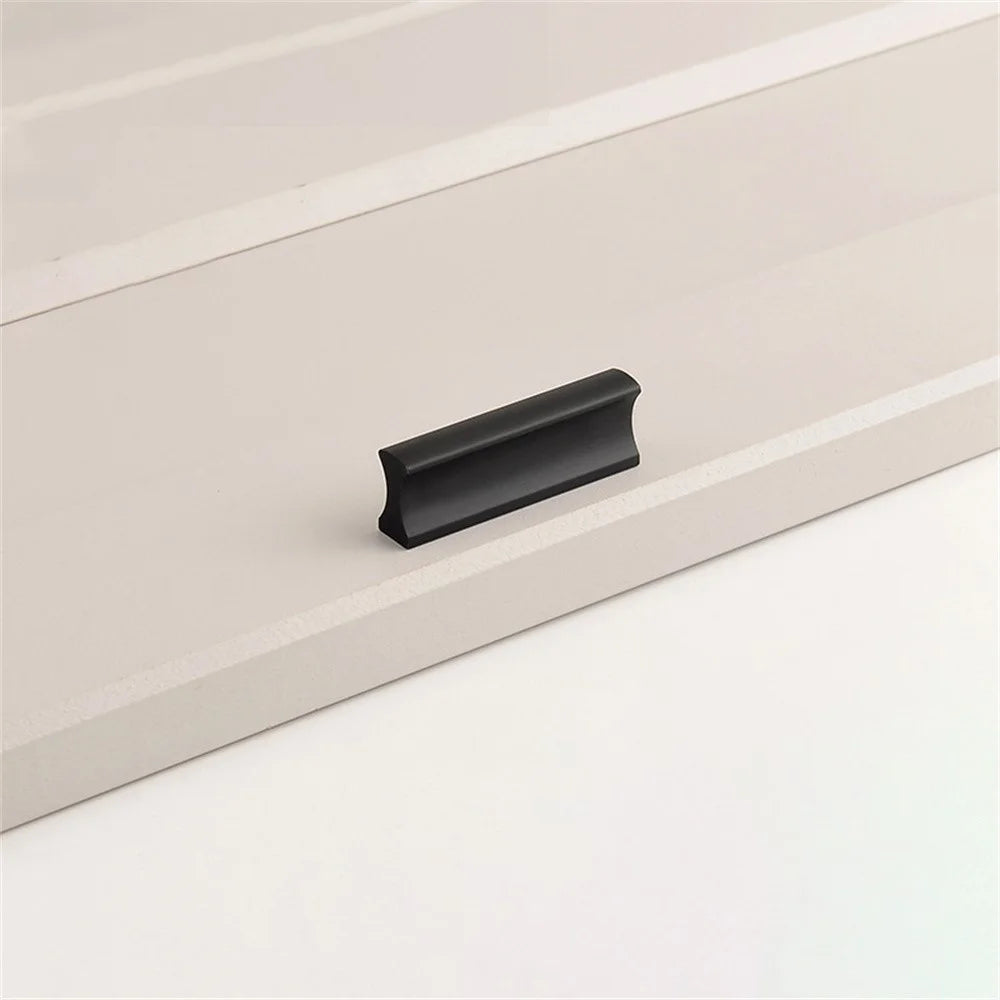 Drawer Pull 32mm Hole Center, 50mm Length Aluminum Alloy Kitchen Cabinet Handle Furniture Hardware - Matte Black - 1